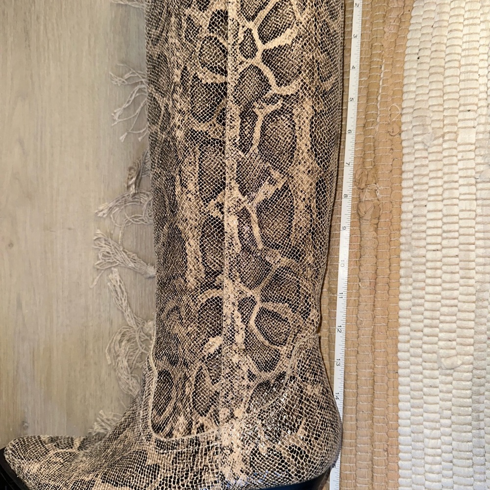 Zara Beige Snakeskin Knee-High Boots - Picture 6 of 7
